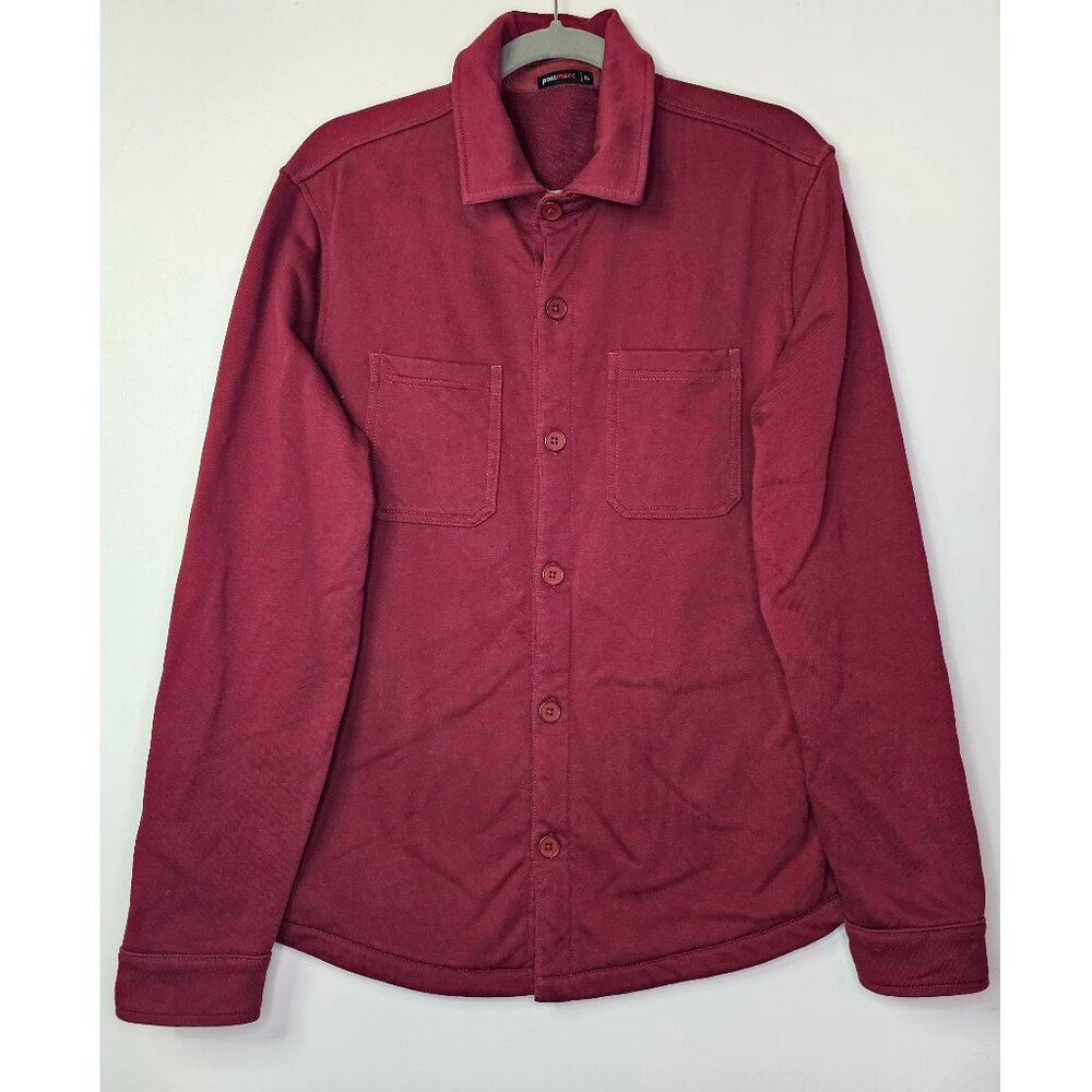 Postmarc French Terry Thick Sweatshirt-like Shirt Shacket Overshirt Jacket Wine